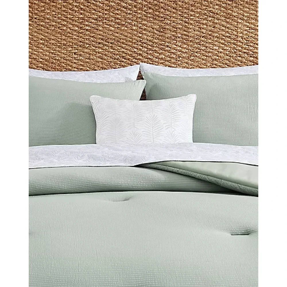 NEW Tommy Bahama Seersucker 8 Piece Queen Comforter Set Pale Green Sheets Pillow